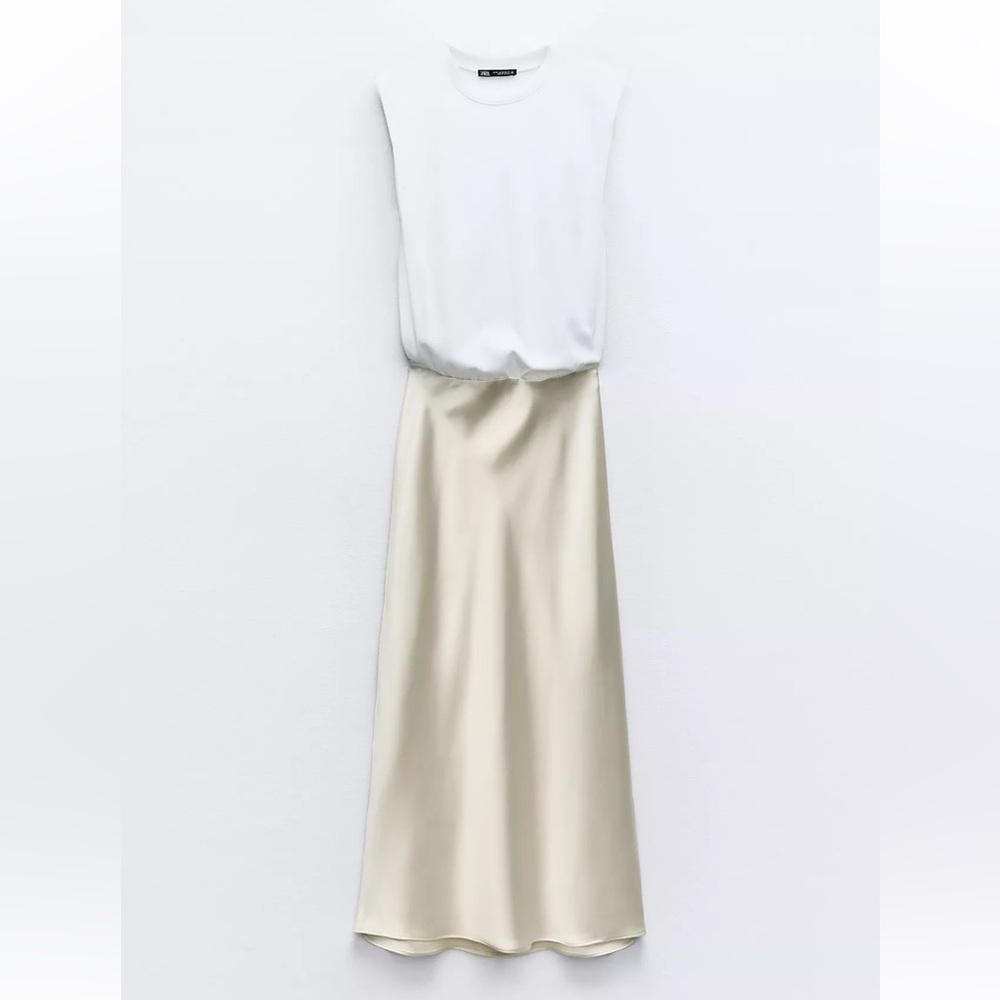 Zara White and Cream Maxi Dress